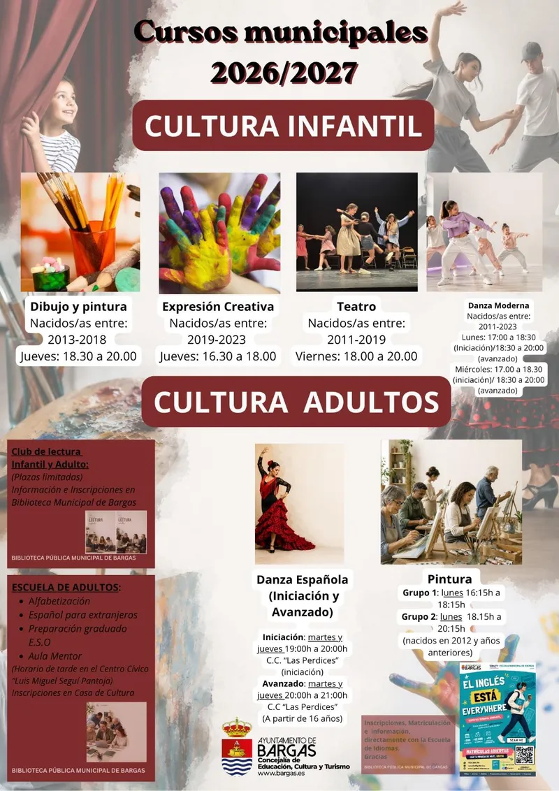 Bargas anuncia la oferta de Cursos Municipales 2026/2027 con inscripciones en septiembre
