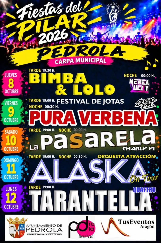 Pedrola desvela la programación musical de las Fiestas del Pilar 2026