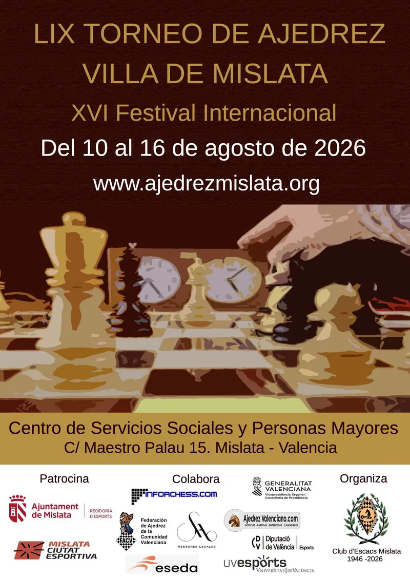 Mislata celebra su LIX Torneo de Ajedrez y XVI Festival Internacional