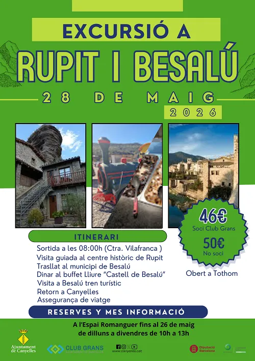El Club de Gent Gran de Canyelles organiza una excursión a Rupit y Besalú