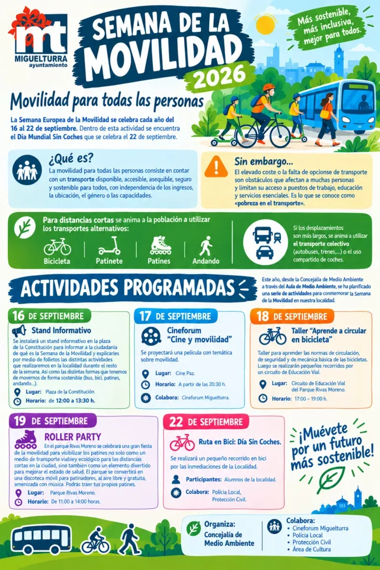 Miguelturra celebra la Semana Europea de la Movilidad con talleres y normativa de patinetes