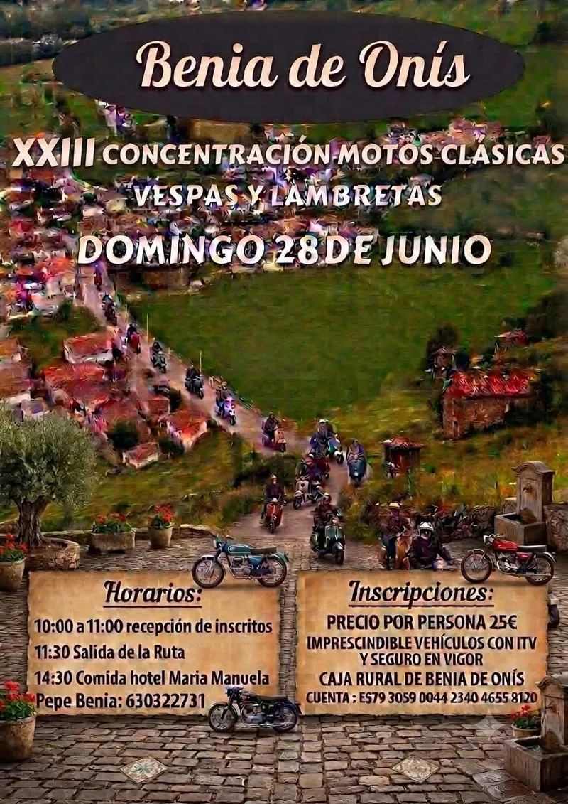 Onís celebra la XXIII Concentración de Motos Clásicas, Vespas y Lambretas