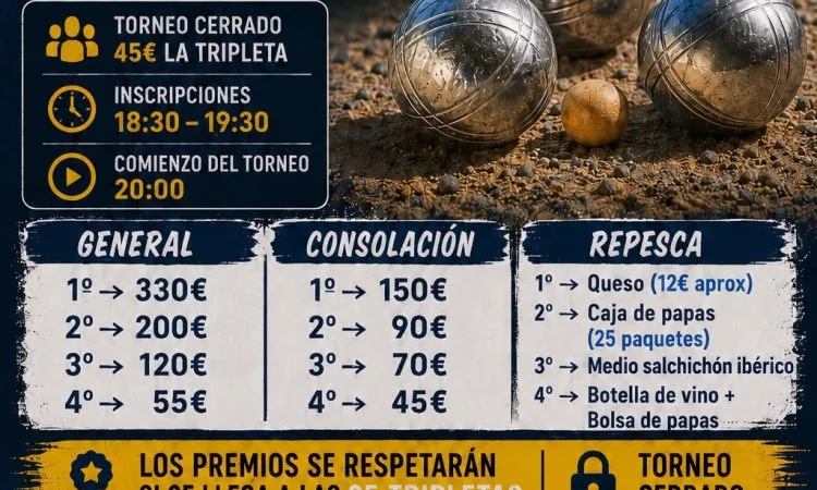 Casariche celebra un torneo de petanca el 5 de septiembre con premios y convivencia