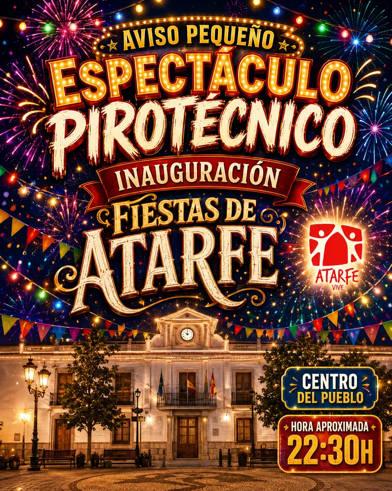 Atarfe avisa de espectáculo pirotécnico por las fiestas patronales