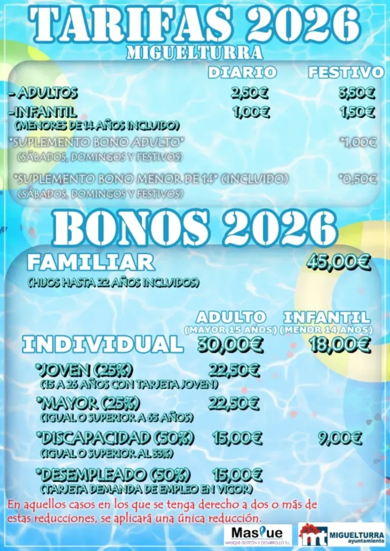 Miguelturra desvela las tarifas de la piscina municipal para la temporada 2026