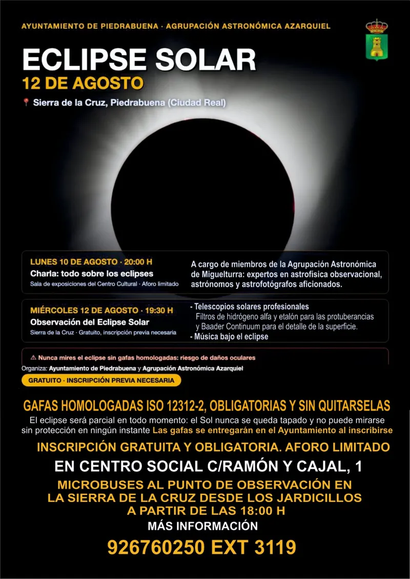 Piedrabuena celebra el eclipse solar con charlas y observación astronómica