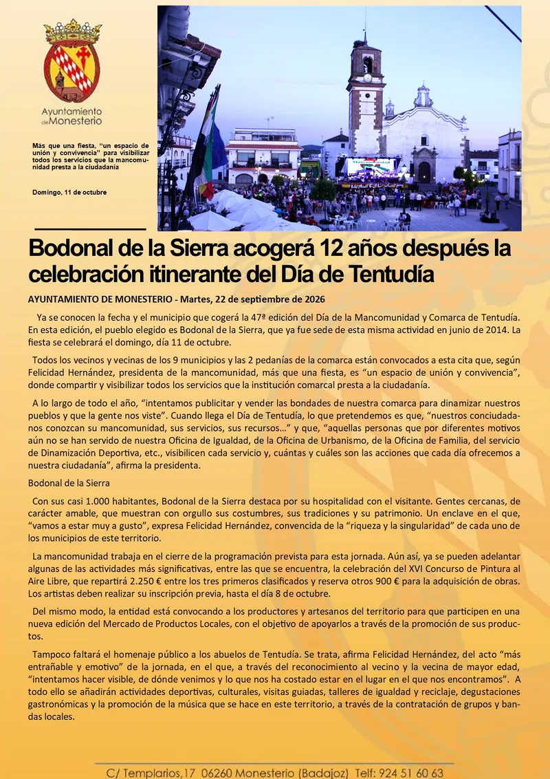 Bodonal de la Sierra recupera la celebración del Día de Tentudía tras 12 años