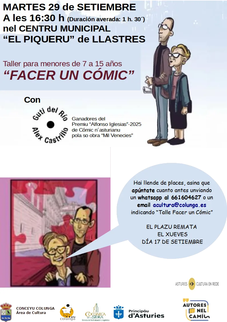 Taller de cómic gratuito en Llastres para jóvenes creadores