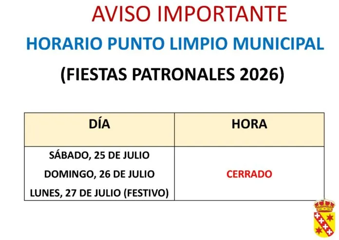 Cobisa informa sobre el Punto Limpio y las Fiestas Patronales 2026