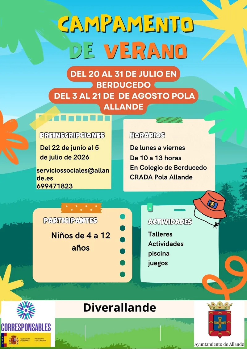 Allande organiza campamentos de verano para facilitar la conciliación familiar
