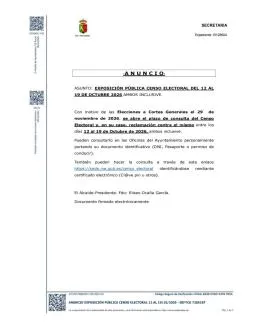 Recas abre el plazo para la consulta del censo electoral