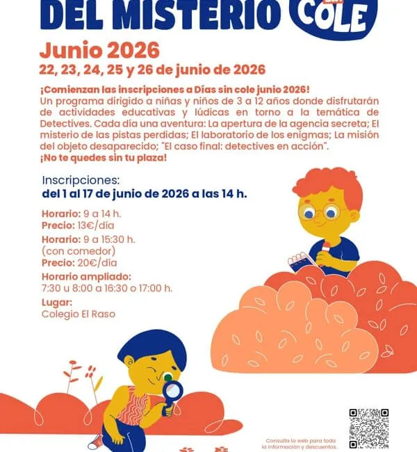 Moralzarzal abre inscripciones para 'Días sin Cole' de junio con temática de detectives