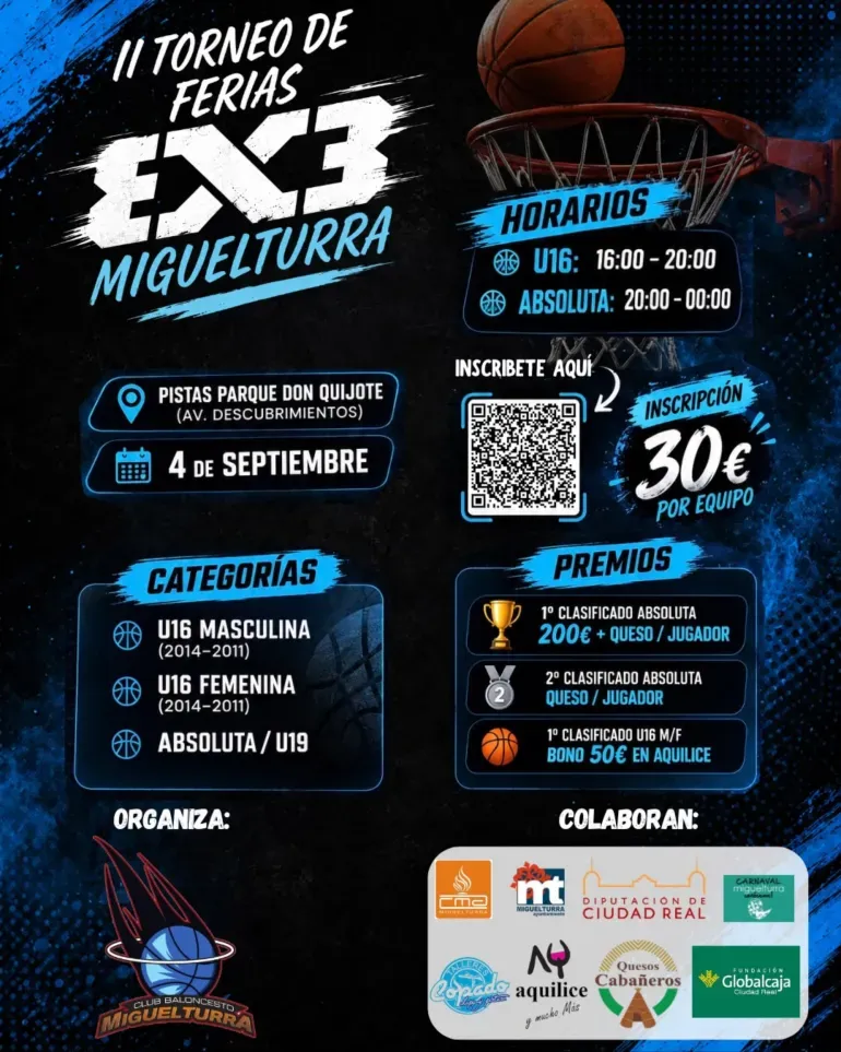 Miguelturra celebra el II Torneo de Ferias de Baloncesto 3x3 el 4 de septiembre