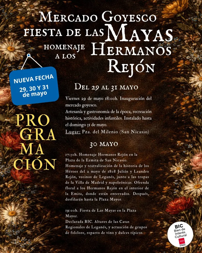Leganés celebra la Fiesta de las Mayas, Mercado Goyesco y homenaje a los Hermanos Rejón