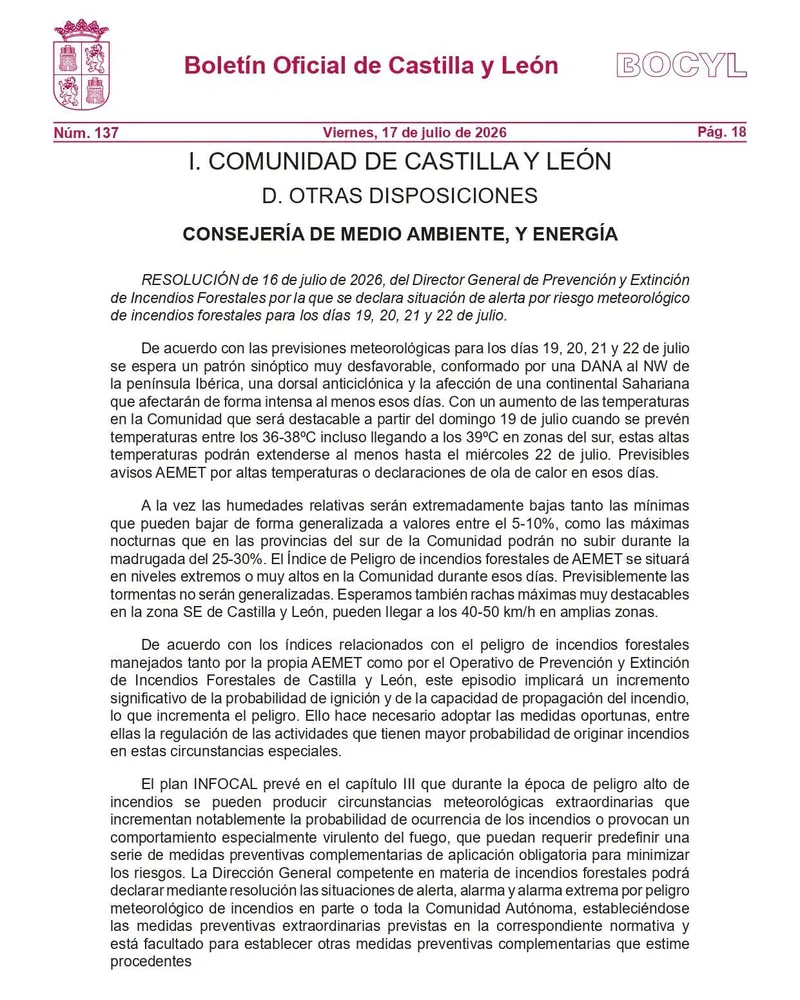 Cancelados fuegos artificiales y toro de fuego en Castilla y León por riesgo de incendio