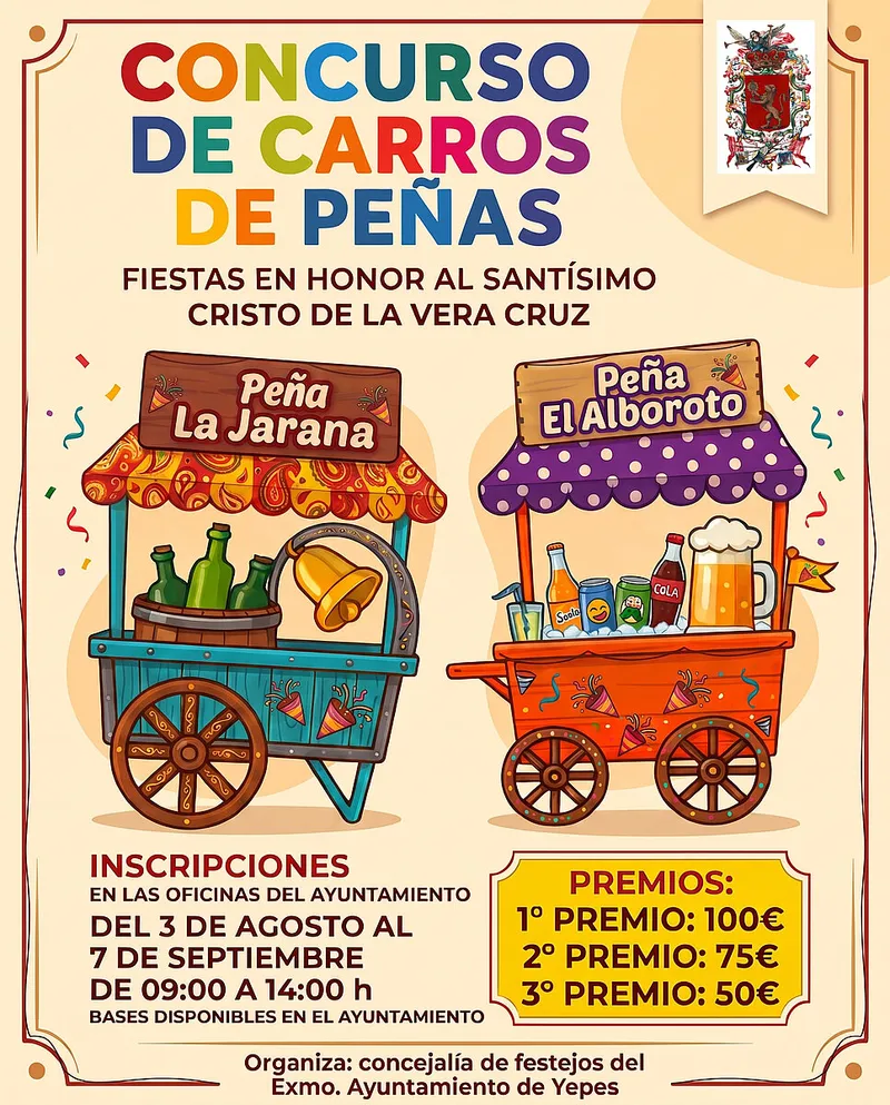 Yepes convoca el concurso de carros de peñas para las fiestas del Santísimo Cristo de la Vera Cruz