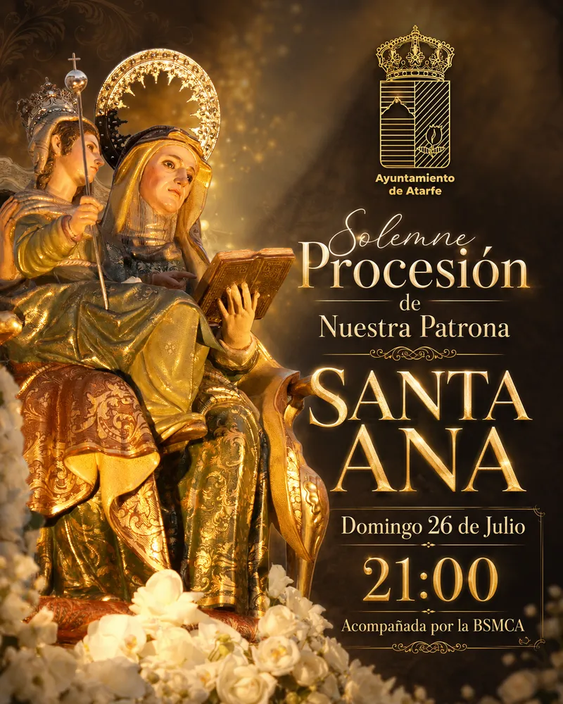 Atarfe honra a su Patrona Santa Ana con una emotiva procesión nocturna
