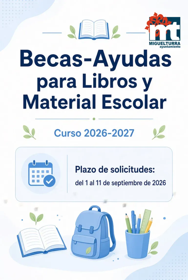Miguelturra abre plazo para ayudas de libros y material escolar para el curso 2026-2027