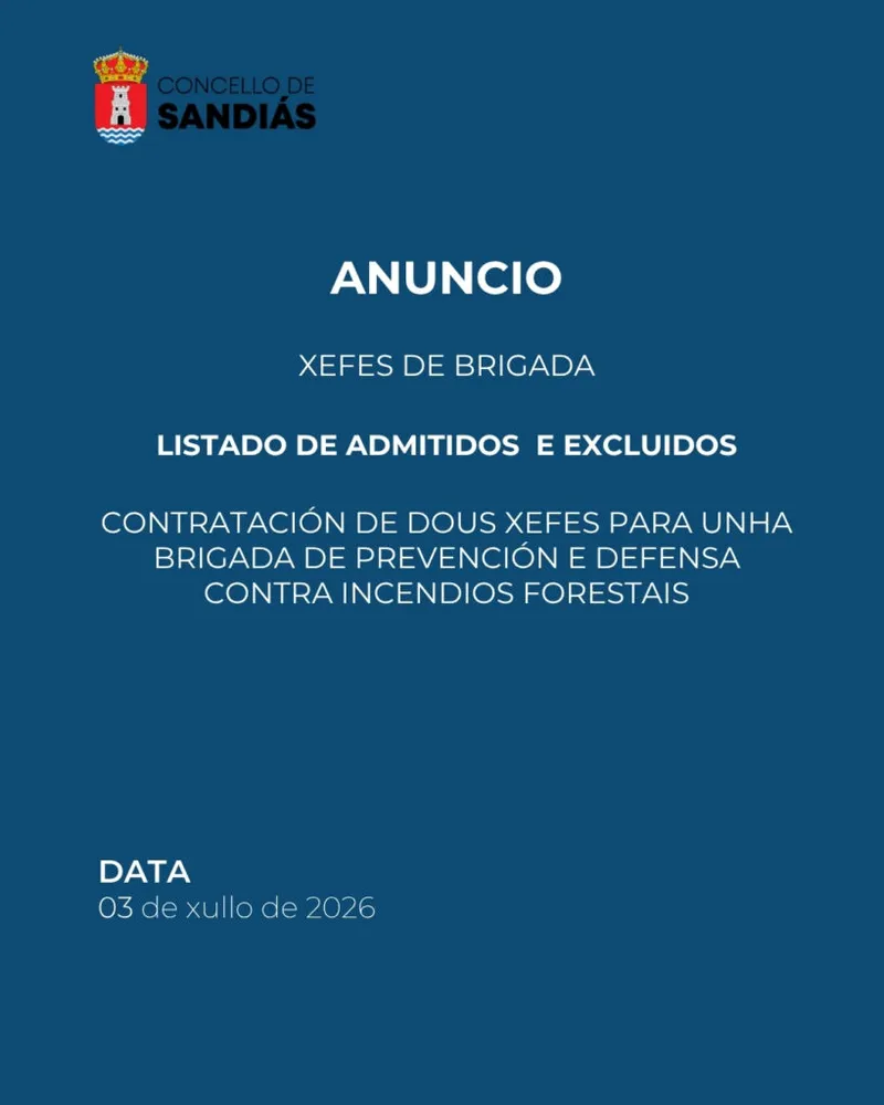 Sandiás publica el listado de admitidos y excluidos para Xefes de Brigada Forestal