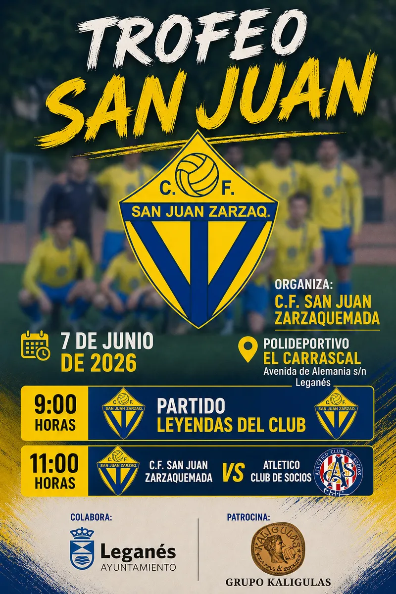 El CF San Juan Zarzaquemada organiza un torneo de fútbol el 7 de junio en Leganés