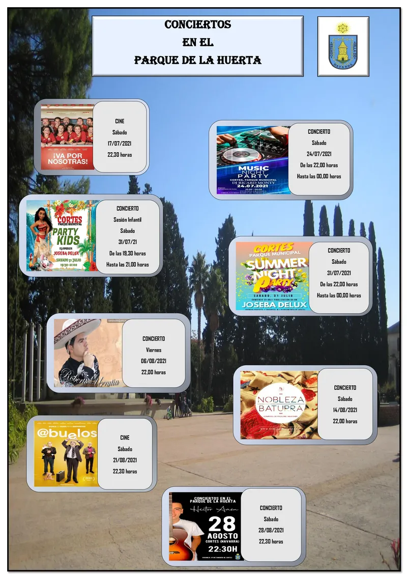 Conciertos y actividades de verano en el Parque de la Huerta de Cortes