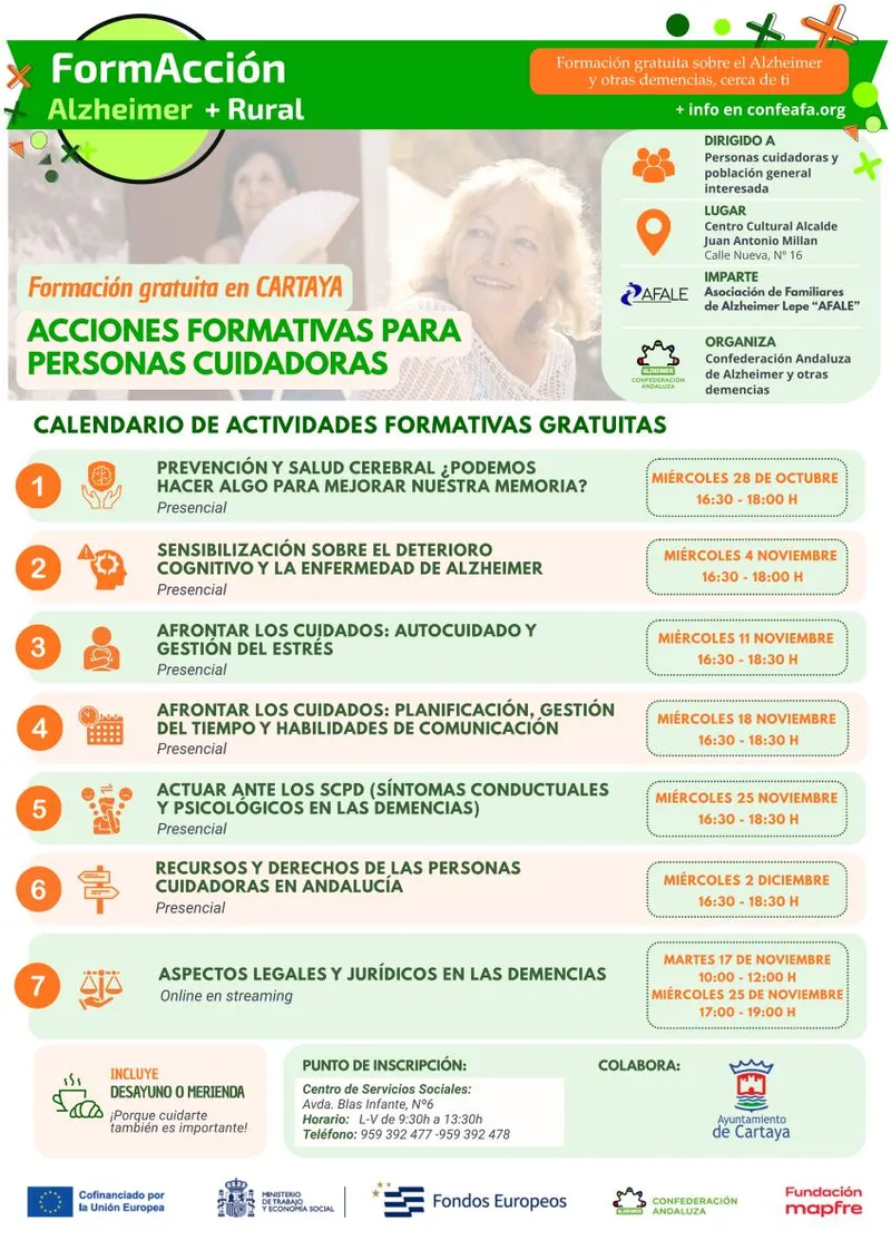 Cartaya lanza formación gratuita para cuidadores de personas con alzhéimer