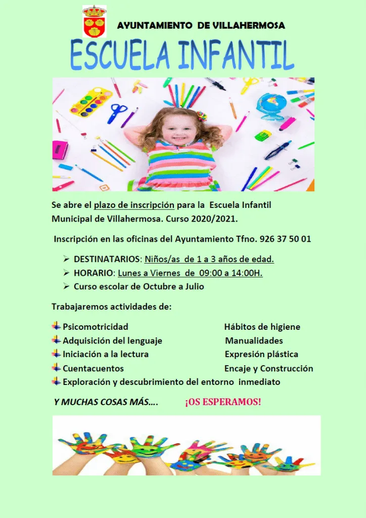 Villahermosa abre el plazo para inscribir a los más pequeños en la Escuela Infantil Municipal