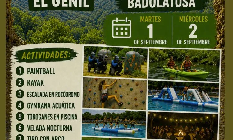 Campamento de aventura para jóvenes en Badolatosa los días 1 y 2 de septiembre