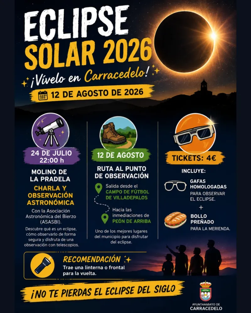 Carracedelo organiza actividades para disfrutar del eclipse solar de 2026