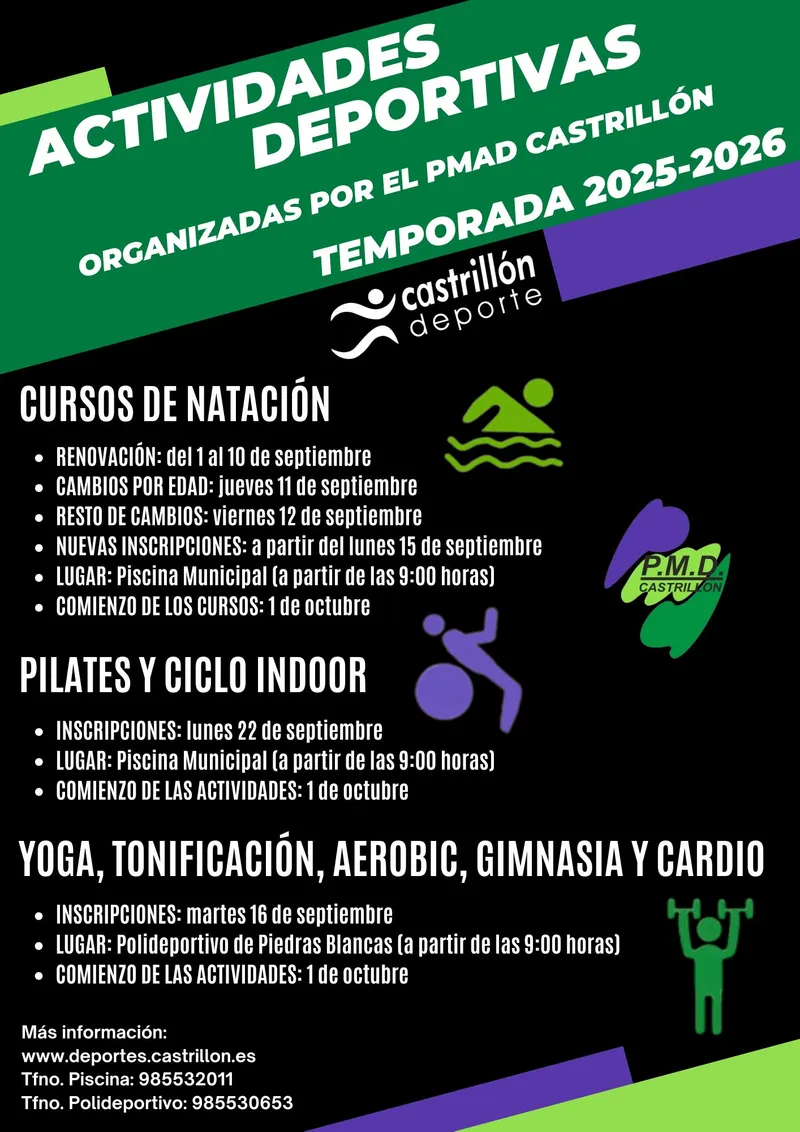 Castrillón abre inscripciones para actividades deportivas de la temporada 2025/2026