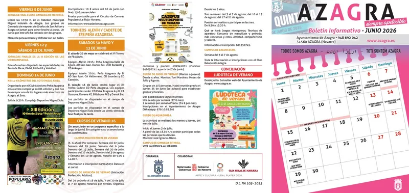 Azagra presenta su agenda cultural y de ocio para junio de 2026