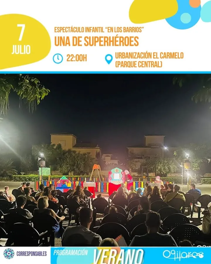 Ogíjares celebra el verano con el espectáculo infantil 'Una de Superhéroes' en El Carmelo