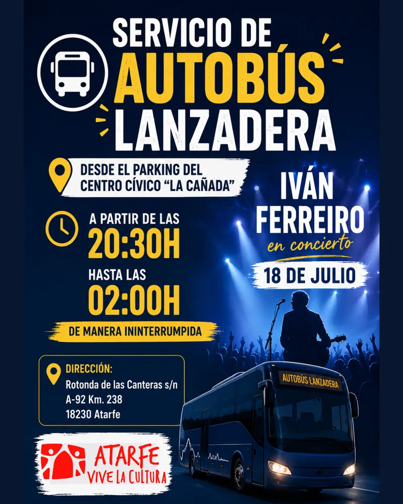 Atarfe habilita autobús lanzadera para el concierto de Iván Ferreiro
