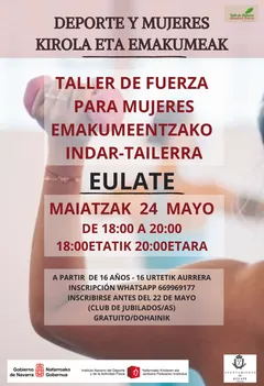 Taller de fuerza para mujeres en Eulate: inscripción abierta