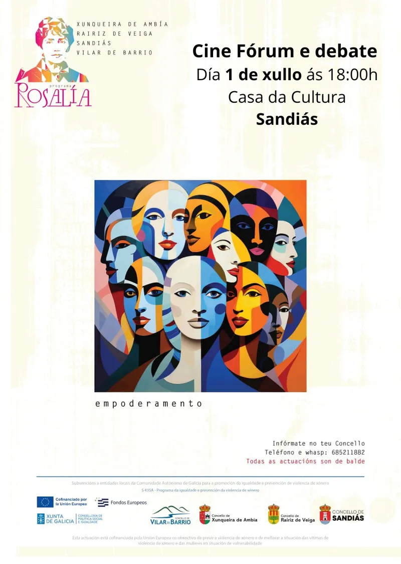 Sandiás celebra un Cine Fórum para el empoderamiento femenino dentro del Programa Rosalía