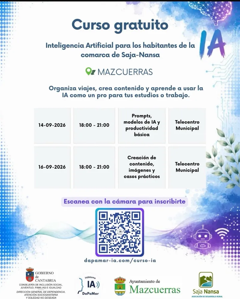 Curso gratuito de Inteligencia Artificial para la comarca Saja-Nansa