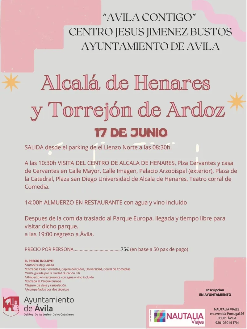 Ávila organiza una excursión cultural a Alcalá de Henares para mayores de 60 años