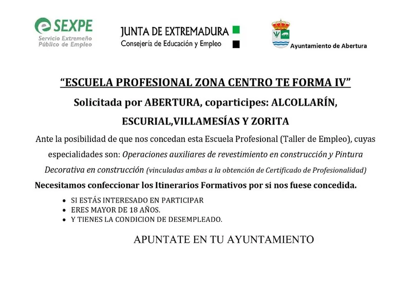 Escuela Profesional Zona Centro de Zorita abre inscripciones para curso de formación