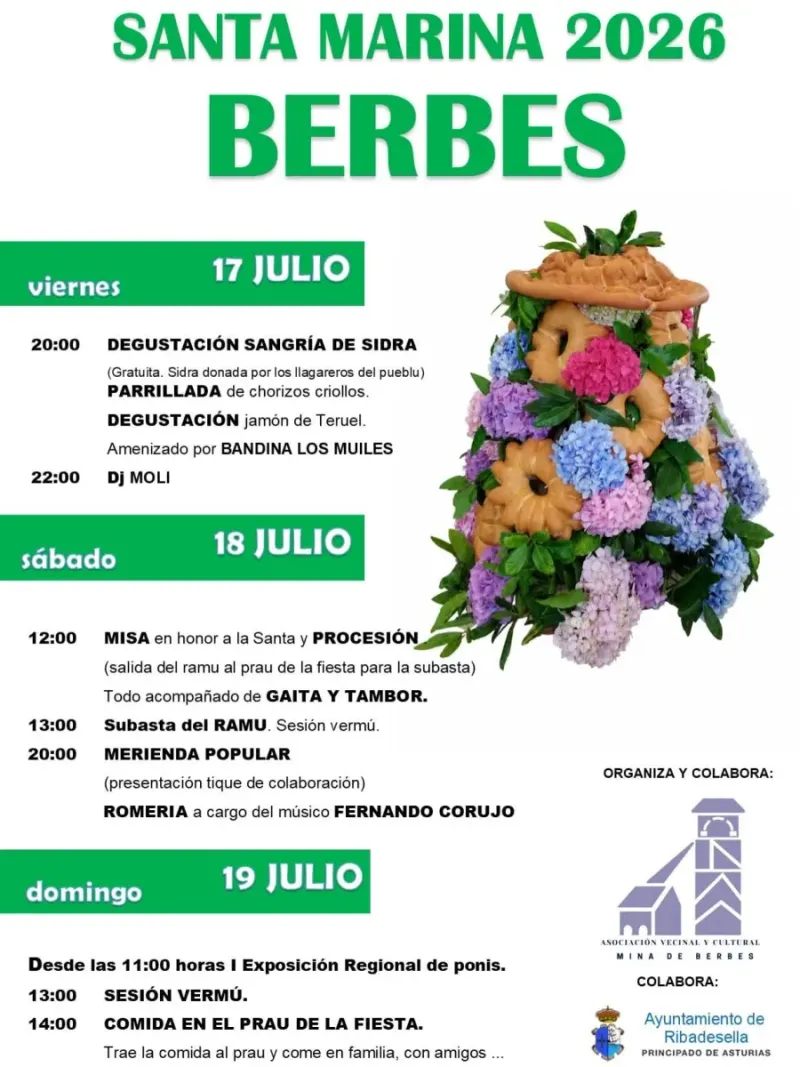 Berbes celebra las fiestas patronales de Santa Marina con degustaciones y romería
