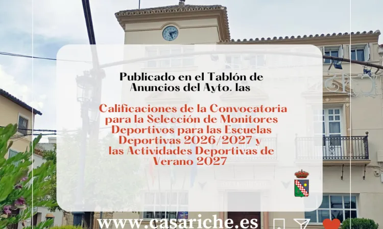 Casariche publica las calificaciones para monitores deportivos de escuelas y verano
