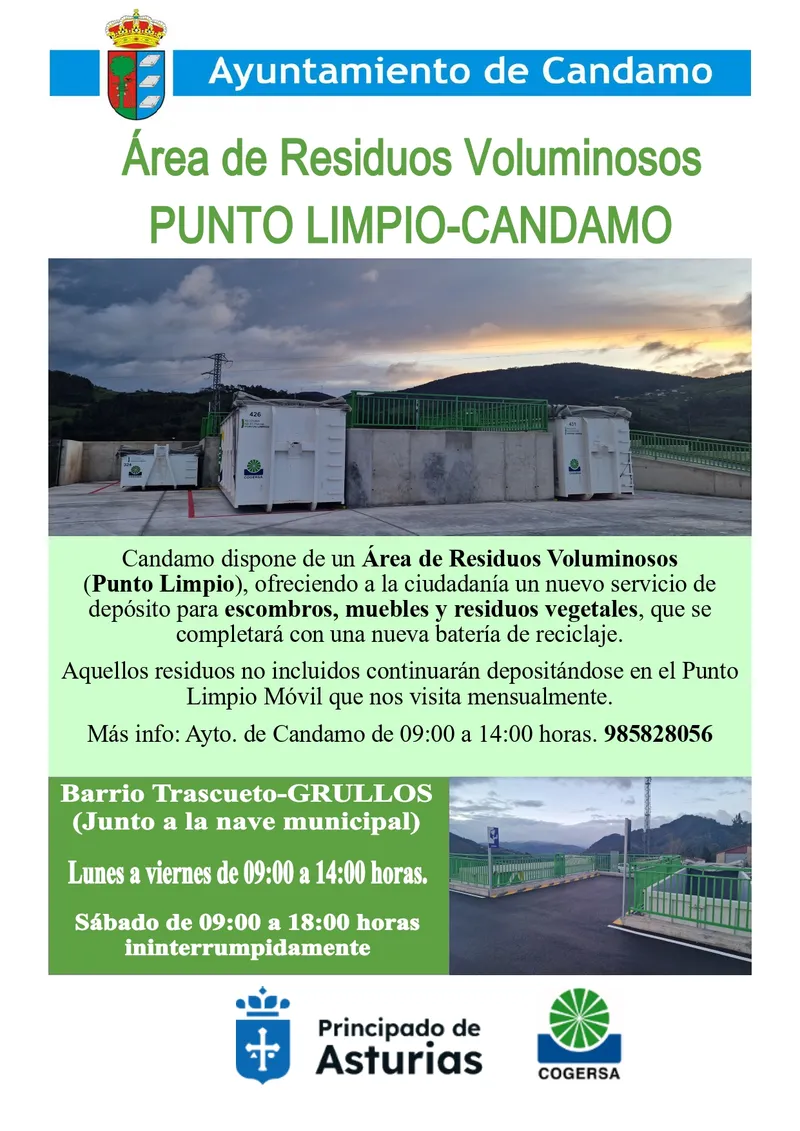 Candamo estrena área de residuos voluminosos y amplía servicios de reciclaje