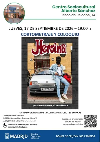 Proyección del cortometraje 'Heroína' en el Centro Sociocultural Alberto Sánchez de Puente de Vallecas