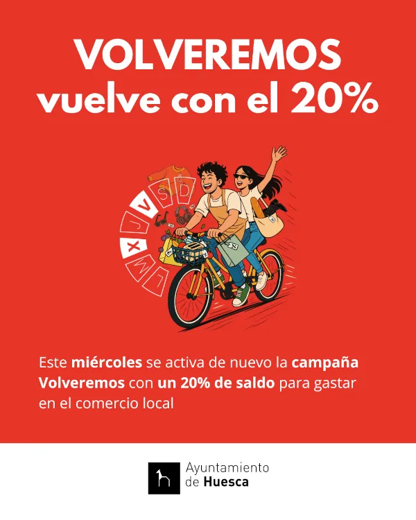 Huesca reactiva la campaña "Volveremos" para impulsar el comercio local con saldo en compras