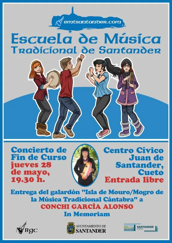 Santander celebra el fin de curso de su Escuela de Música Tradicional con homenaje a Conchi García Alonso