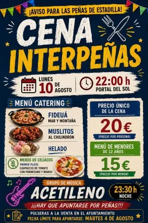 Estadilla celebra la tradicional Cena Interpeñas en las Fiestas de San Lorenzo