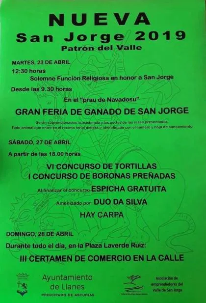 Nueva celebra la Fiesta de San Jorge con concursos gastronómicos y comercio local