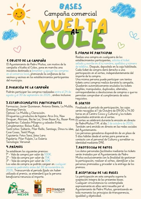 Pedro Muñoz impulsa el comercio local con la campaña 'Vuelta al cole'