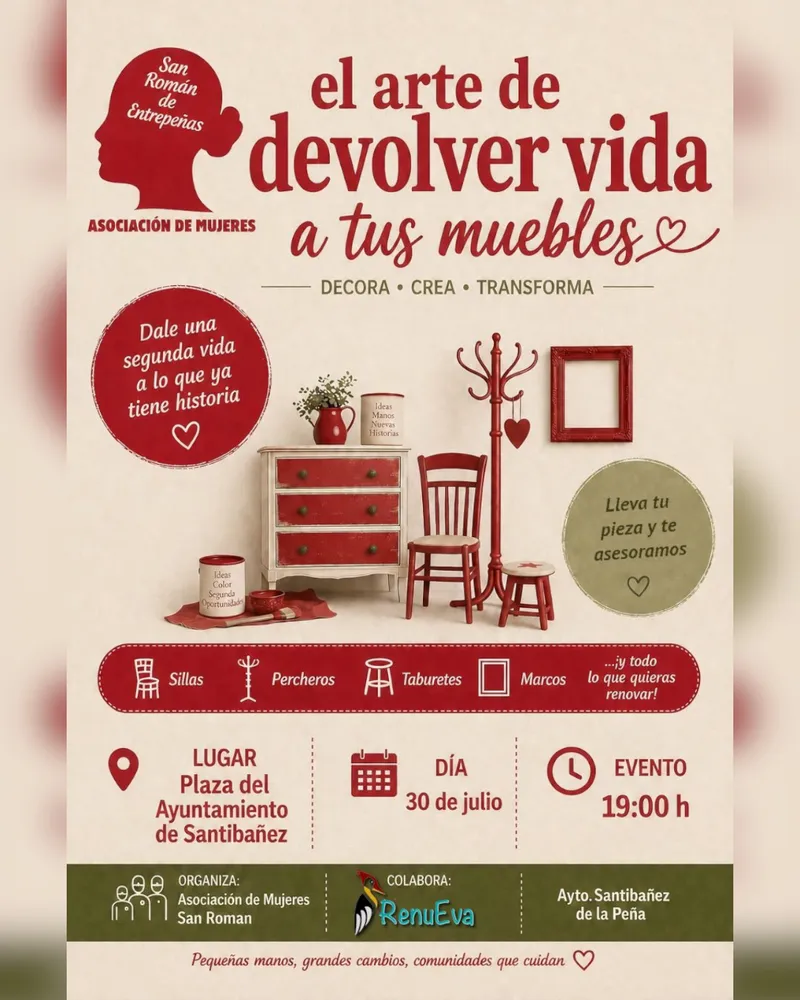 Taller gratuito en Santibáñez de la Peña para restaurar muebles antiguos