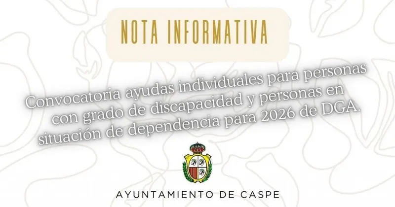Aragón abre el plazo para ayudas a personas con discapacidad y dependencia en Caspe