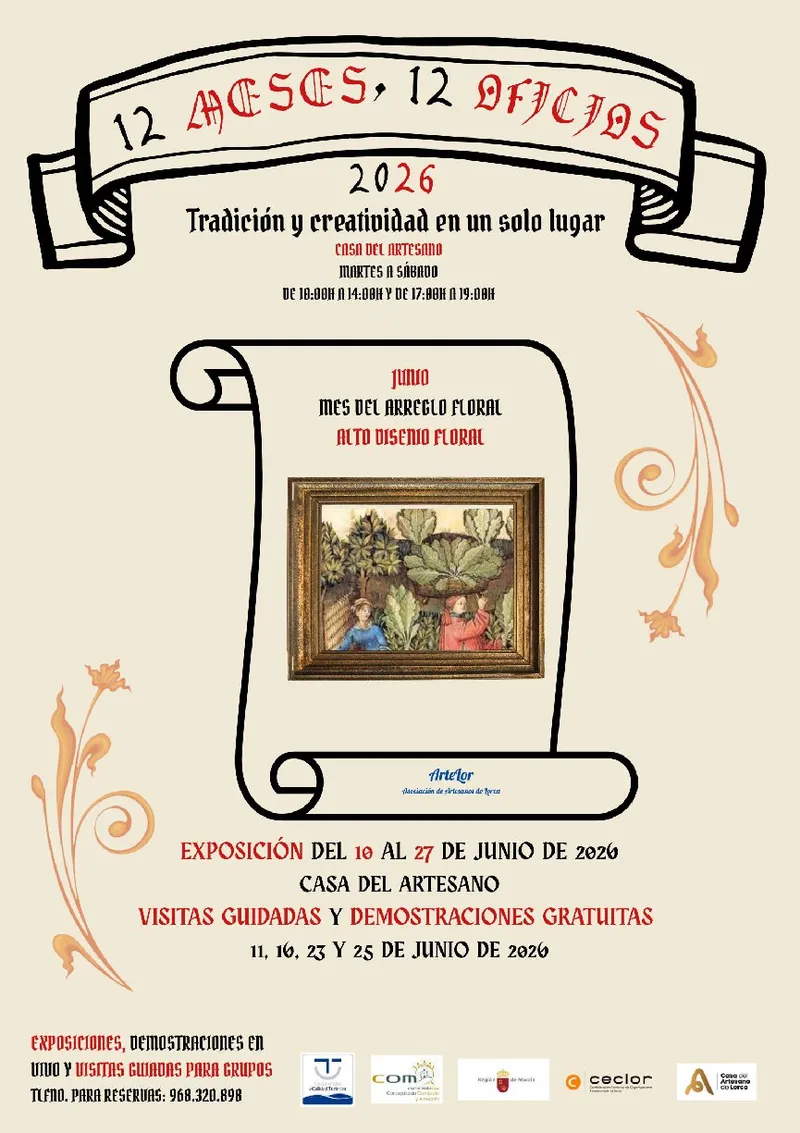 El arte floral protagoniza junio en Lorca con exposiciones y demostraciones en la Casa del Artesano